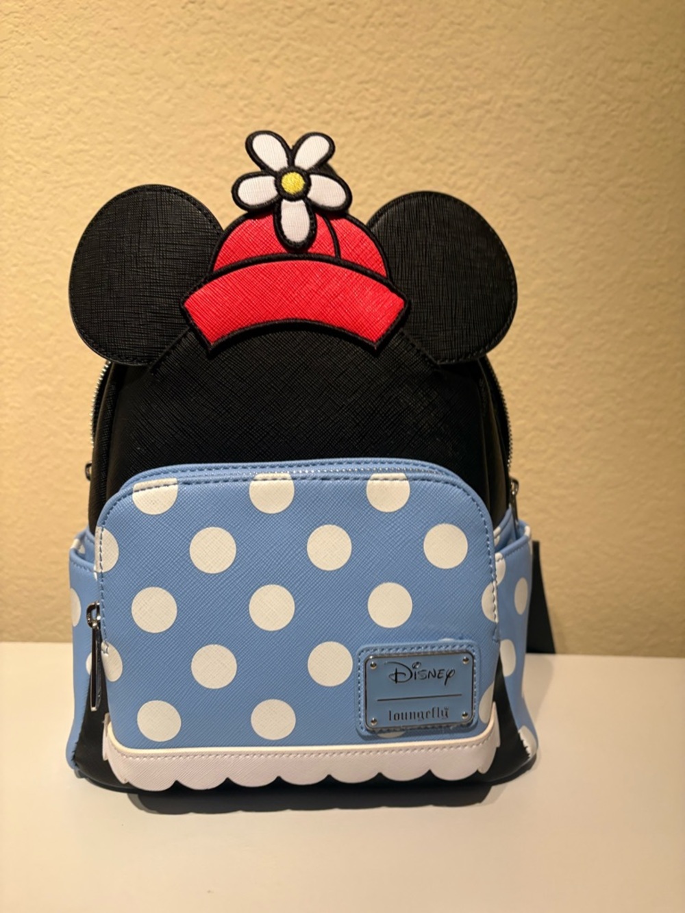 Loungefly Minnie Polka Dot Ear Mini Backpack - Blue, Black & Red